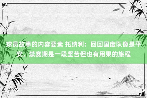 球员故事的内容要素 托纳利：回回国度队像是平安，禁赛期是一段坚苦但也有用果的旅程