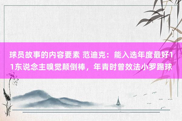 球员故事的内容要素 范迪克：能入选年度最好11东说念主嗅觉颠倒棒，年青时曾效法小罗踢球