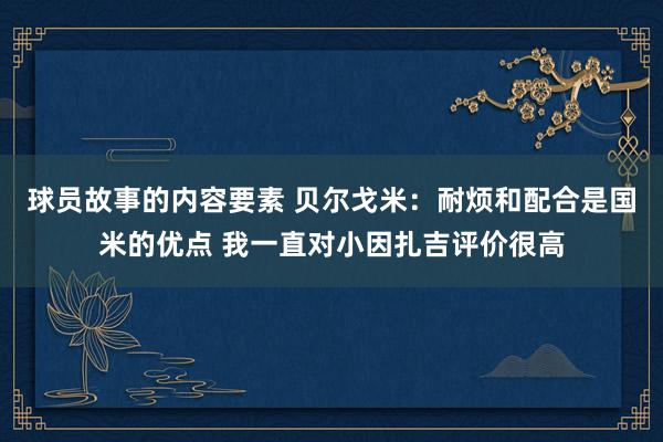 球员故事的内容要素 贝尔戈米：耐烦和配合是国米的优点 我一直对小因扎吉评价很高