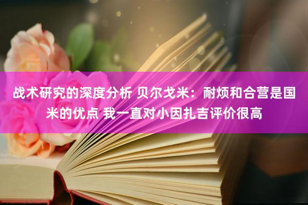 战术研究的深度分析 贝尔戈米：耐烦和合营是国米的优点 我一直对小因扎吉评价很高