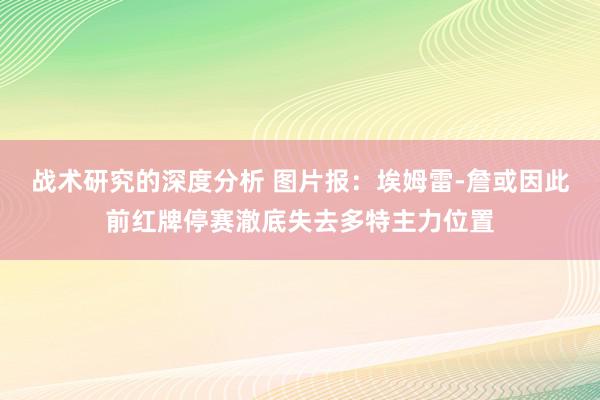 战术研究的深度分析 图片报：埃姆雷-詹或因此前红牌停赛澈底失去多特主力位置