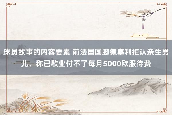 球员故事的内容要素 前法国国脚德塞利拒认亲生男儿，称已歇业付不了每月5000欧服待费