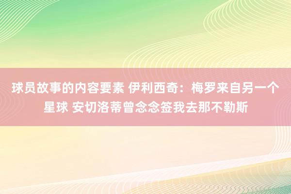 球员故事的内容要素 伊利西奇：梅罗来自另一个星球 安切洛蒂曾念念签我去那不勒斯