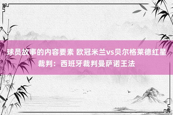 球员故事的内容要素 欧冠米兰vs贝尔格莱德红星裁判：西班牙裁判曼萨诺王法