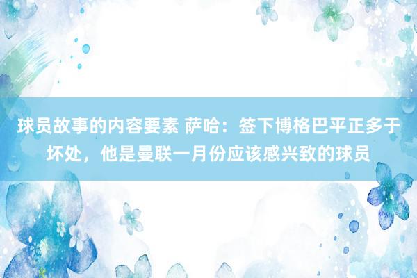 球员故事的内容要素 萨哈：签下博格巴平正多于坏处，他是曼联一月份应该感兴致的球员