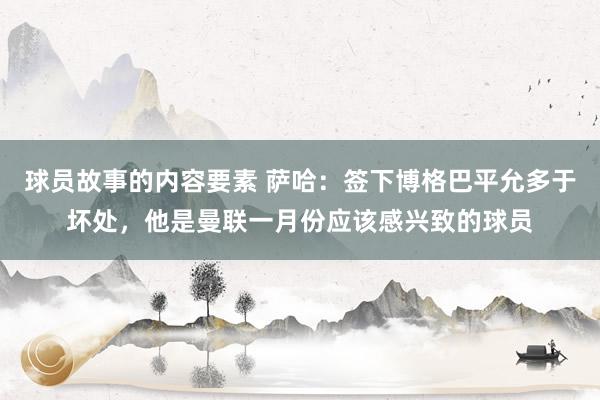 球员故事的内容要素 萨哈：签下博格巴平允多于坏处，他是曼联一月份应该感兴致的球员