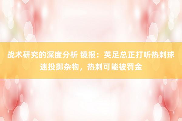 战术研究的深度分析 镜报：英足总正打听热刺球迷投掷杂物，热刺可能被罚金