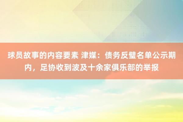 球员故事的内容要素 津媒：债务反璧名单公示期内，足协收到波及十余家俱乐部的举报